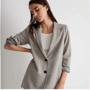 Madewell Oversized Dorset Blazer, Gray Plaid Size Medium